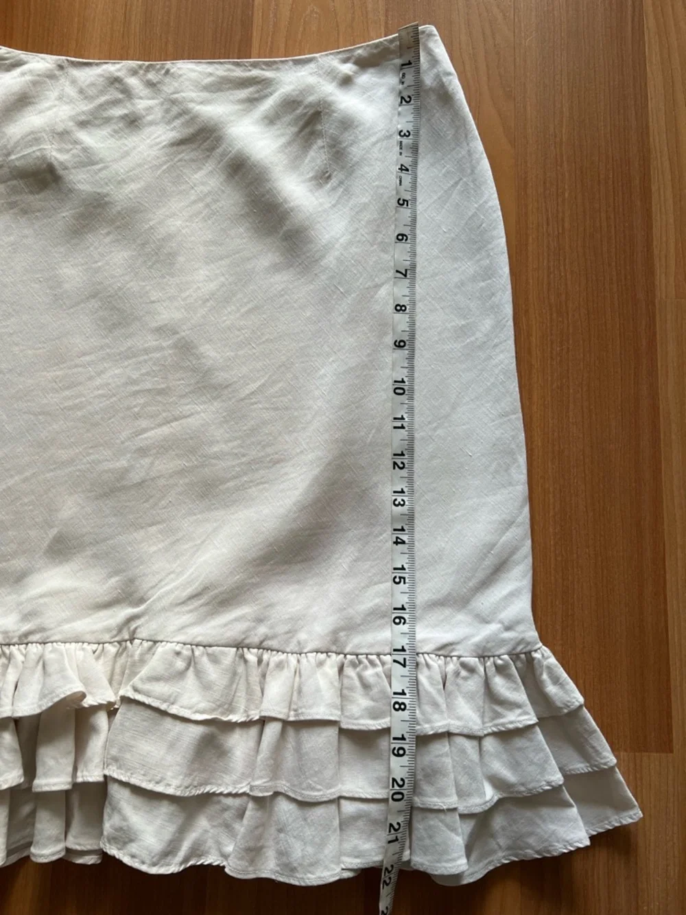 Ralph Lauren Black Label Ivory Silk Linen Ruffle Skirt 10P - Picture 5 of 8